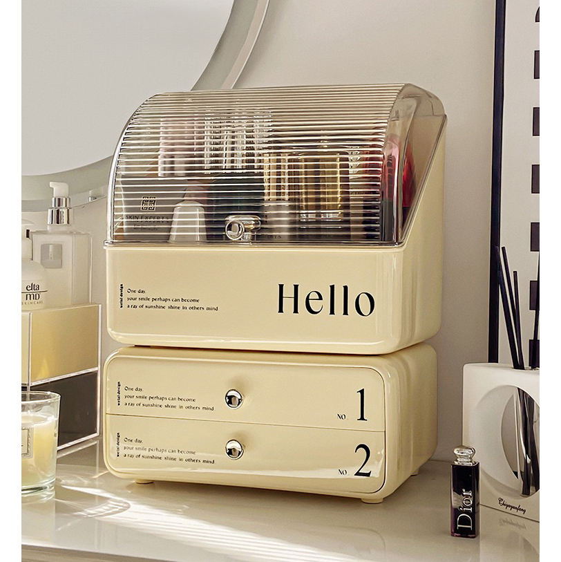 Makeup storage box (dust-proof 2-layer)