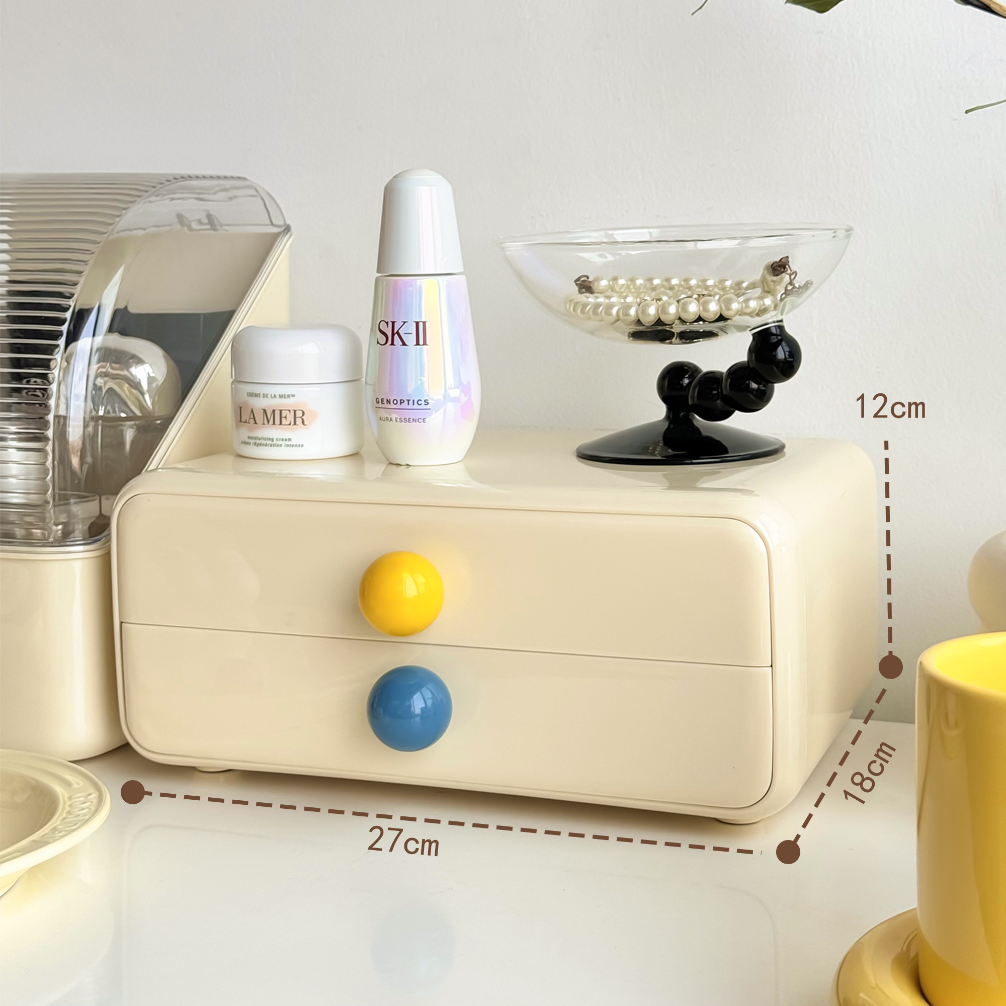 Makeup storage box (dust-proof 2-layer)