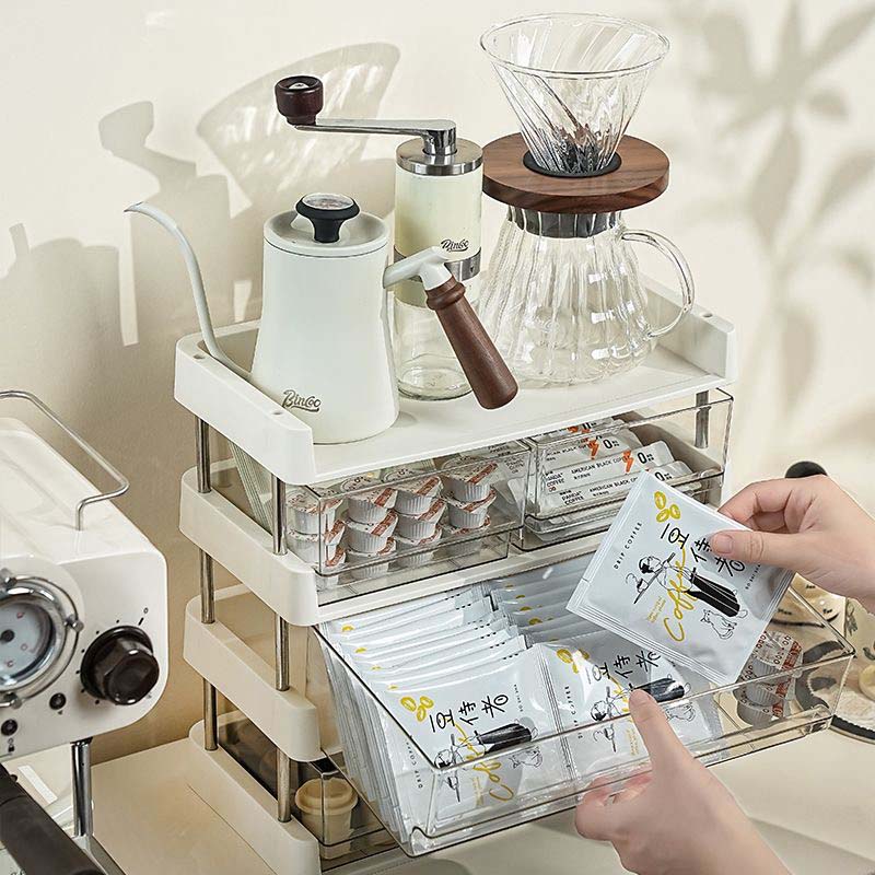 ធ្នើដាក់អីវ៉ាន់ កែវទឹក កែវកាហ្វេ ម៉ាសបិទមុខ ៤ថ្នាក់ (Storage rack 4 floors)