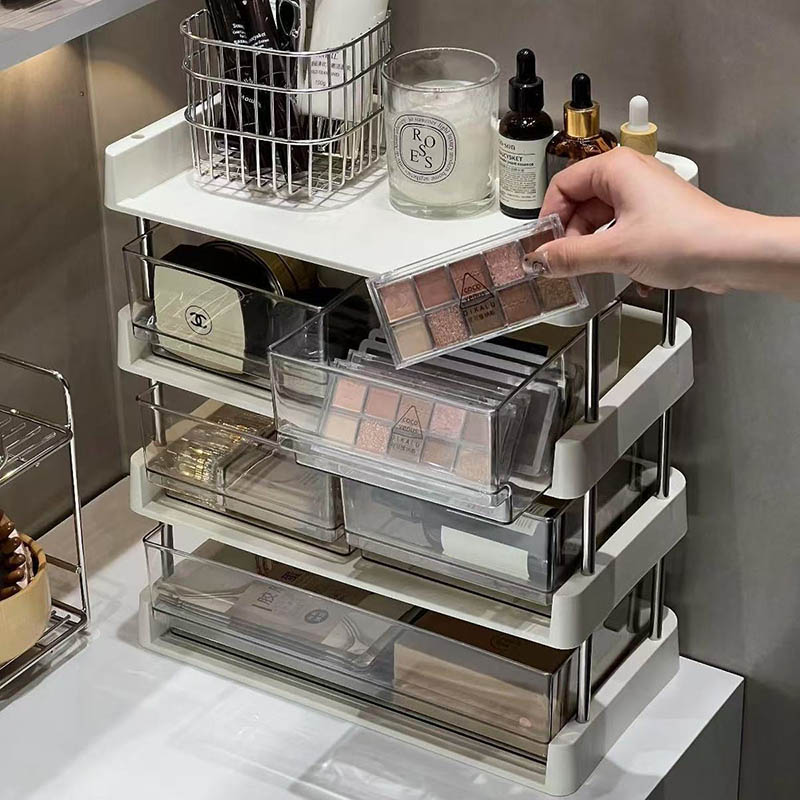 ធ្នើដាក់អីវ៉ាន់ កែវទឹក កែវកាហ្វេ ម៉ាសបិទមុខ ៤ថ្នាក់ (Storage rack 4 floors)