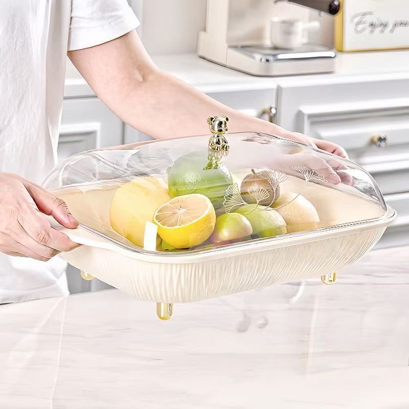 ចានជ័រសម្រាប់ដាក់ផ្លែឈើ នំ ចំនី​ កាហ្វេ គំរបថ្លា Covered​ fuit plate for coffee, candy, snack