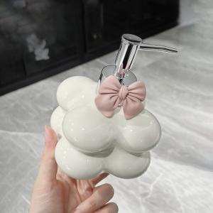 កំប៉ុងដាក់សាប៊ូ សេរ៉ាមិច រូបផ្កា + bow tie (380ml)