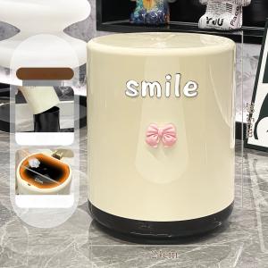 Trash can (13L) double layer with cover+bow+Smile