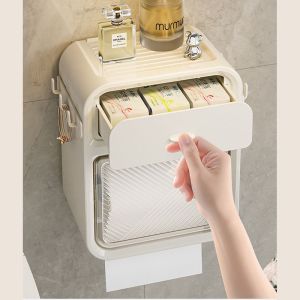 ប្រអប់ដាក់ក្រដាសក្នុងបន្ទប់ទឹក មានទំពក់