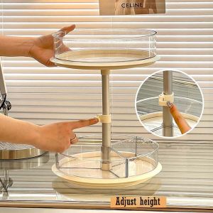 Rotating Lifting double-layer storage box