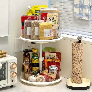 Rotating Lifting double-layer storage box