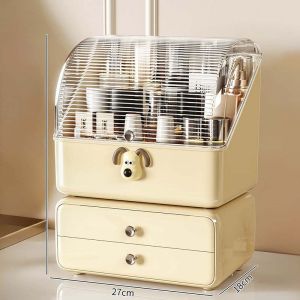 Makeup storage box (dust-proof 2-layer)