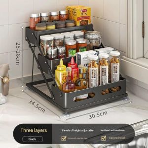 ធ្នើរដាក់គ្រឿងទេស 3ជាន់ (carbon steel)