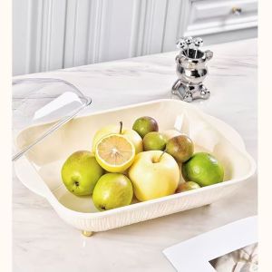 ចានជ័រសម្រាប់ដាក់ផ្លែឈើ នំ ចំនី​ កាហ្វេ គំរបថ្លា Covered​ fuit plate for coffee, candy, snack