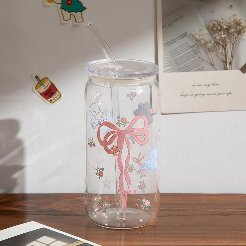 New style with bear bow + transparent lid/500ml